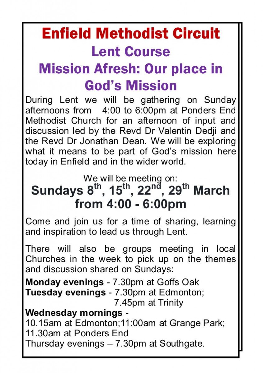 Lent Course  Mission Afresh: Our place in Godâ€™s Mission